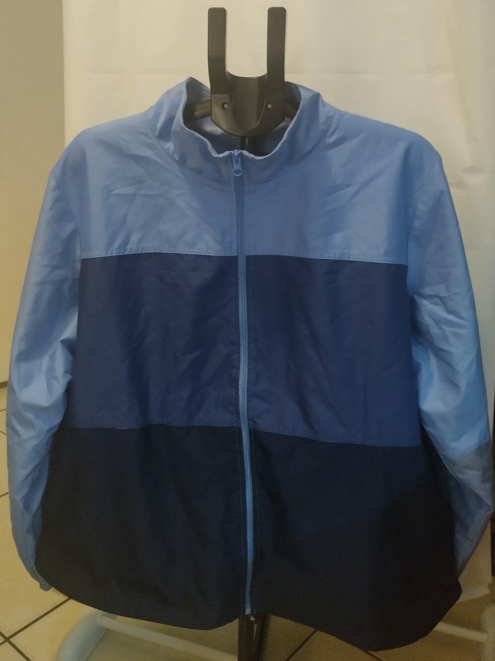 Men's Colorblock Lightweight Windbreaker Jacket - Blue Size XXL